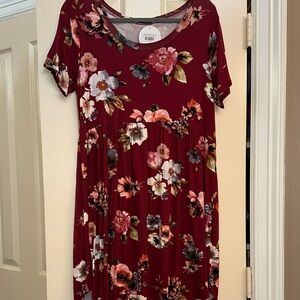 JODIFL Burgundy Floral Dress